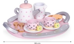 Drewniany zestaw filiżanek i czajniczka do herbaty, 15 elementów, ECOTOYS