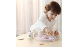 Drewniany zestaw do herbaty filiżanki czajnik 15 elementów ECOTOYS