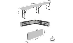 NC3404 SKŁADANA ŁAWKA OGRODOWA 183 CM BIAŁA NILS CAMP