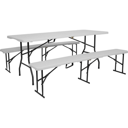 NC3404 SKŁADANA ŁAWKA OGRODOWA 183 CM BIAŁA NILS CAMP