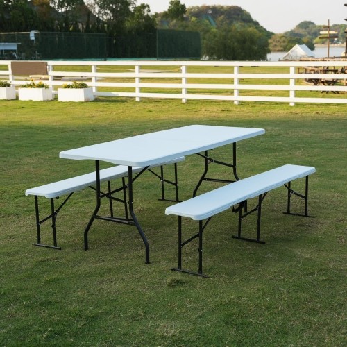 NC3404 SKŁADANA ŁAWKA OGRODOWA 183 CM BIAŁA NILS CAMP