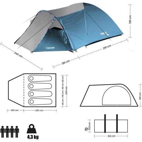 NC6012 NIEBIESKO-SZARY NAMIOT KEMPINGOWY TREKKER NILS CAMP