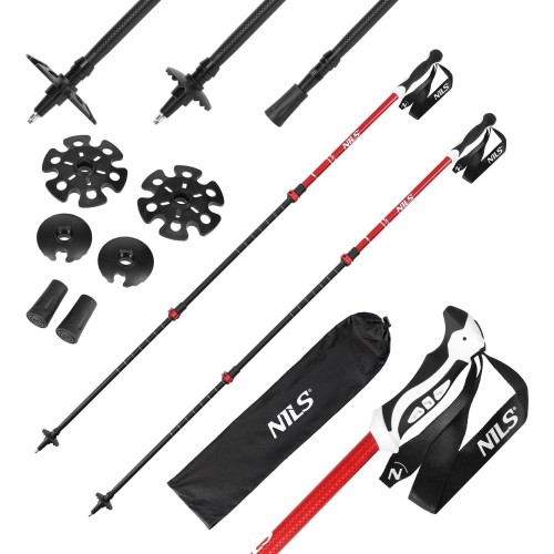 TK8601 CZERWONE ALUMINIOWE KIJE TREKKINGOWE NILS