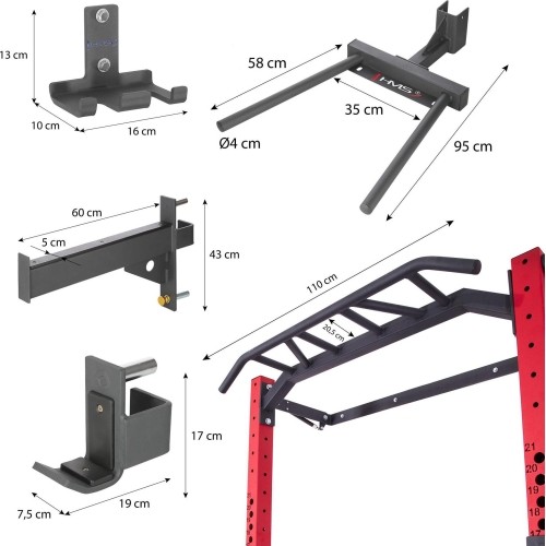 KLT22 WIELOFUNKCYJNY SKŁADANY POWER RACK CZERWONY HMS