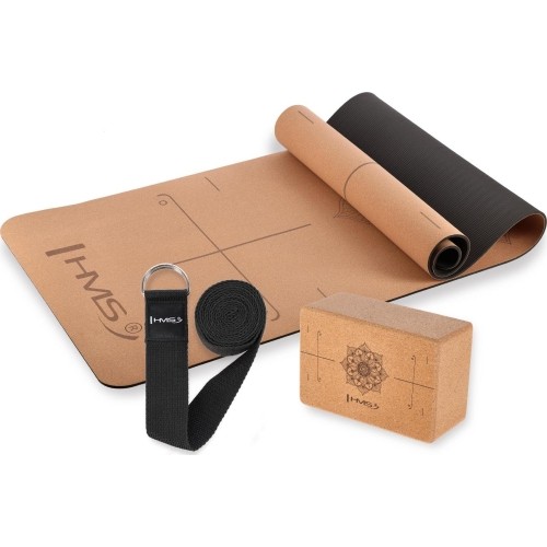 ZESTAW DO JOGI HMS MATA KORKOWA TPE YM11 + KLOCEK KJ02 + PASEK SJ02