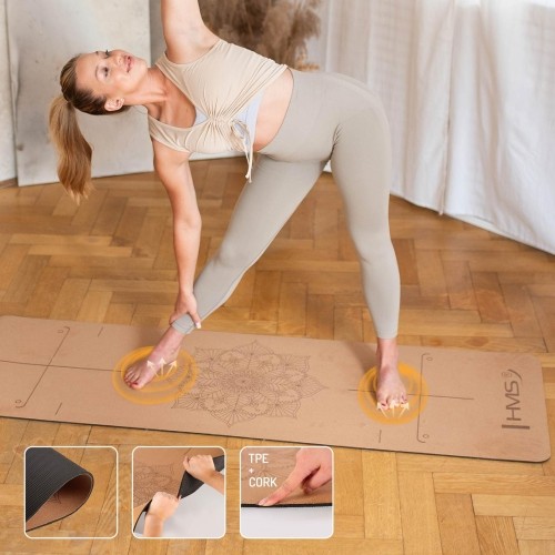 ZESTAW DO JOGI HMS MATA KORKOWA TPE YM11 + KLOCEK KJ02 + PASEK SJ02