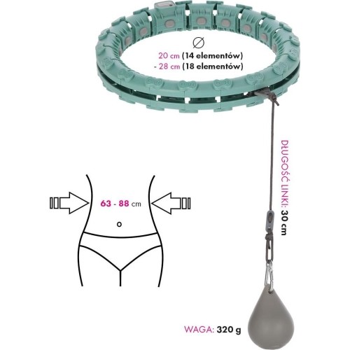 FH03 ZIELONE HULA-HOOP Z OBCIĄŻNIKIEM I PRZECIWWAGĄ