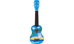 Gitara ukulele dla dzieci drewniana 4 struny nylonowe kostka do gry ECOTOYS