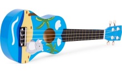 Gitara ukulele dla dzieci drewniana 4 struny nylonowe kostka do gry ECOTOYS