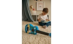 Gitara ukulele dla dzieci drewniana 4 struny nylonowe kostka do gry ECOTOYS