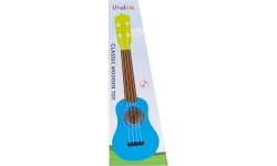 Gitara ukulele dla dzieci drewniana 4 struny nylonowe kostka do gry ECOTOYS