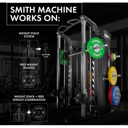 SIŁOWNIA WIELOFUNKCYJNA Z MASZYNĄ SMITH CYKLOP 10 PÓŁKOMERCYJNE HMS