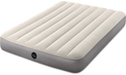 Materac dmuchany do spania łóżko dwuosobowy 191x137 cm beżowy INTEX 64102