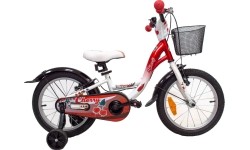 Rower 4KIDS Cherry 16" // 1-biegowy, rozmiar 9,5" (24 cm), hamulce V-Brake i nożny, stalowy (czerwony/biały)