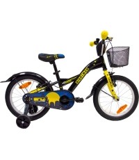 4KIDS Nightman 16" // 1G, rozmiar 10" (25,5 cm), V-Brake i hamulec nożny, stalowy (czarny/niebieski)