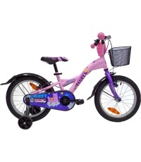 4KIDS Fluffy 16" // 1G, rozmiar 9,5" (24 cm), V-Brake i hamulec nożny, stalowy (różowy)