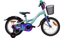 Rower dziecięcy 4KIDS Ice Queen 16", 1G, rozmiar 10" (25,5 cm), hamulce V-Brake i nożny, aluminium (błękitny)