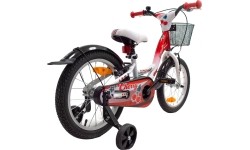 Rower 4KIDS Cherry 16" // 1-biegowy, rozmiar 9,5" (24 cm), hamulce V-Brake i nożny, stalowy (czerwony/biały)