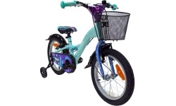 Rower dziecięcy 4KIDS Ice Queen 16", 1G, rozmiar 10" (25,5 cm), hamulce V-Brake i nożny, aluminium (błękitny)