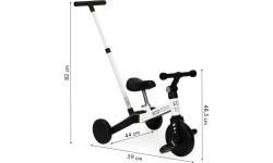 Trójkołowy rowerek dla małych dzieci z uchwytem do pchania Modern Home 2w1, biały