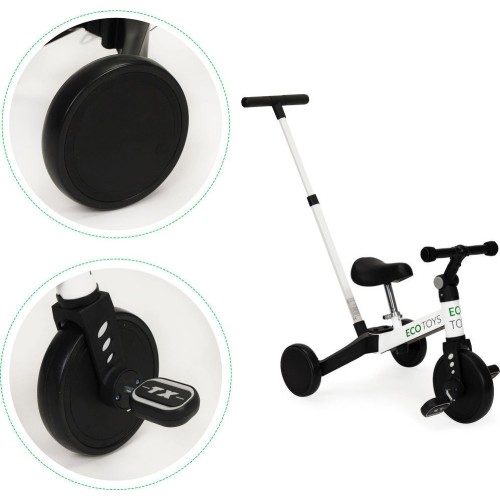 Trójkołowy rowerek dla małych dzieci z uchwytem do pchania Modern Home 2w1, biały