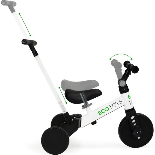 Trójkołowy rowerek dla małych dzieci z uchwytem do pchania Modern Home 2w1, biały