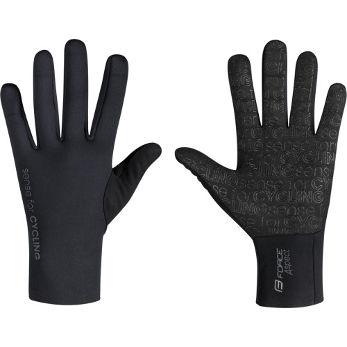 Rękawiczki rowerowe FORCE Aspect neopren L, czarne (+5 °C do +10 °C)