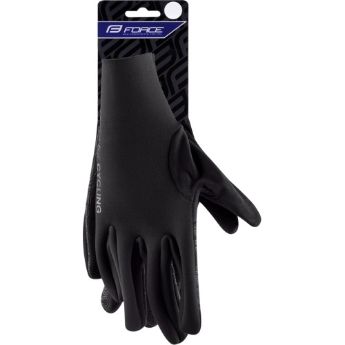 Rękawiczki rowerowe FORCE Aspect neopren L, czarne (+5 °C do +10 °C)