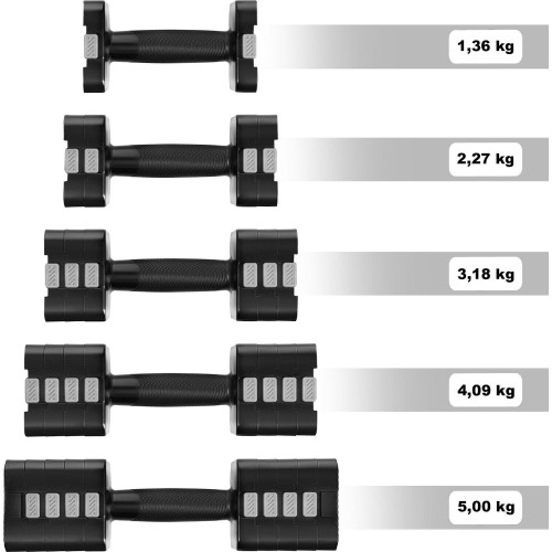 ADJUSTABLE DUMBELLS BLACK 2 x 5 KG HL02 HMS