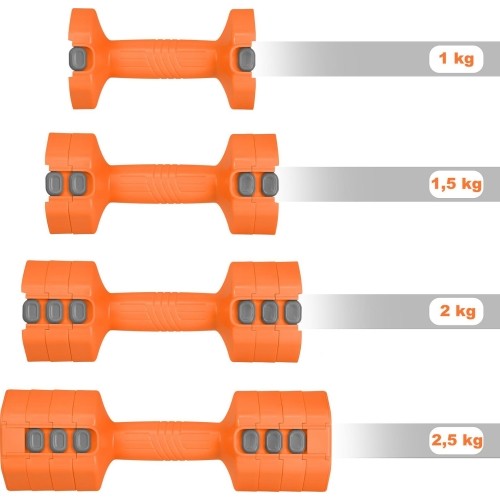 ADJUSTABLE DUMBELLS ORANGE 2 x 2,5 KG HL03 HMS