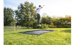 Trampolina sportowa naziemna EXIT InTerra 214x305cm - czarna