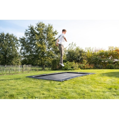 Trampolina sportowa naziemna EXIT InTerra 214x305cm - czarna