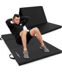 Składany twardy materac gimnastyczny na rzepy, 180 x 90 x 5 cm, czarny - Marbo Sport