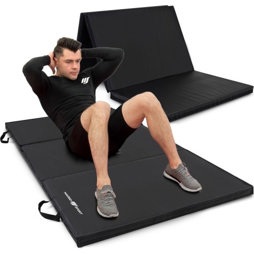 Materac gimnastyczny składany twardy z rzepami 180 x 90 x 5 cm czarny - Marbo Sport
