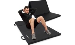 Materac gimnastyczny składany twardy z rzepami 180 x 90 x 5 cm czarny - Marbo Sport