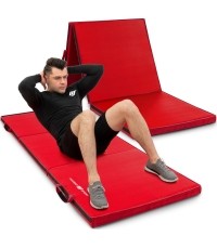 Składany twardy materac gimnastyczny na rzepy, 180 x 60 x 5 cm, czerwony - Marbo Sport
