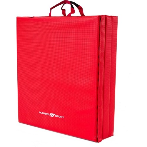 Składany twardy materac gimnastyczny na rzepy, 180 x 60 x 5 cm, czerwony - Marbo Sport