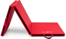 Składany twardy materac gimnastyczny na rzepy, 180 x 60 x 5 cm, czerwony - Marbo Sport