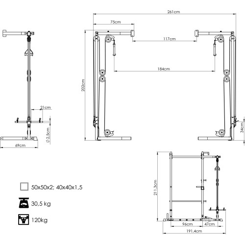 Wyciąg bramowy do klatki rack MS-W108 2.0 - Marbo Sport