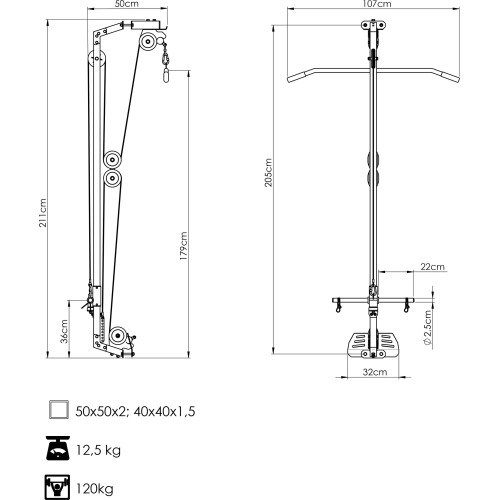 Wyciąg do klatki rack MS-W107 2.0 - Marbo Sport
