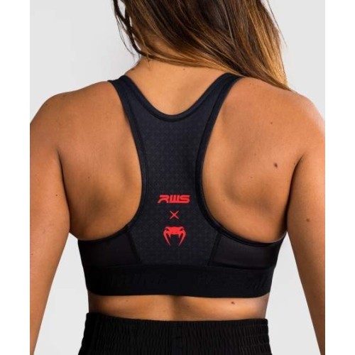 Damski biustonosz sportowy Venum x RWS 2.0 - czarny/czerwony