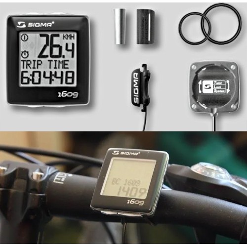 Komputer rowerowy Sigma BC 1609 // przewodowy, 16 funkcji (czarny/srebrny)