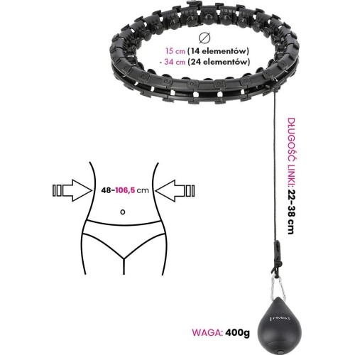 HHW01 HULA HOOP CZARNY Z OBCIĄŻNIKIEM HMS