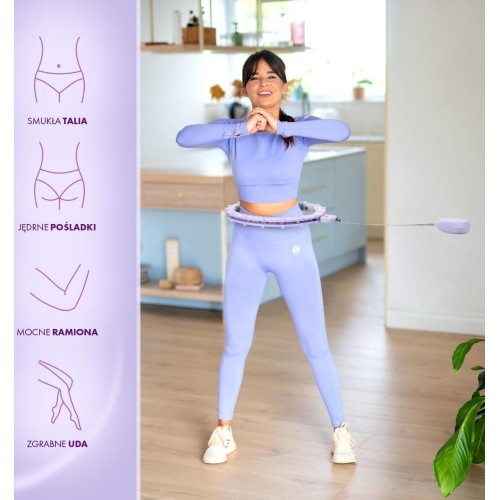 HHM14 HULA HOOP FIOLETOWY MAGNETYCZNY Z OBCIĄŻNIKIEM + LICZNIK HMS