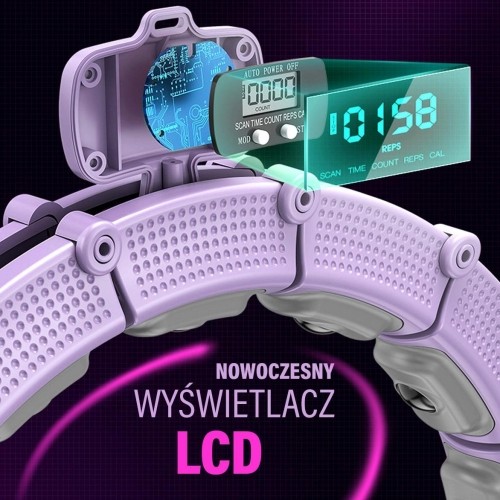 Magnetyczne hula hop HHM14 z obciążeniem i licznikiem, fioletowe HMS
