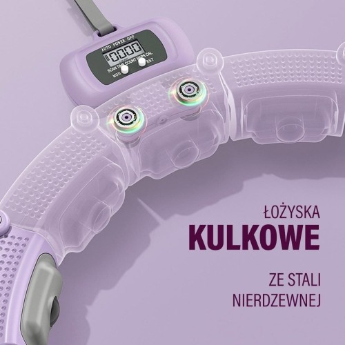 HHM14 HULA HOOP FIOLETOWY MAGNETYCZNY Z OBCIĄŻNIKIEM + LICZNIK HMS