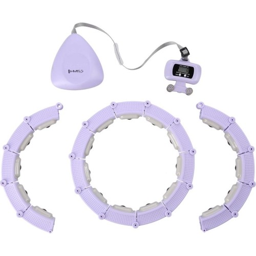 HHM14 HULA HOOP FIOLETOWY MAGNETYCZNY Z OBCIĄŻNIKIEM + LICZNIK HMS