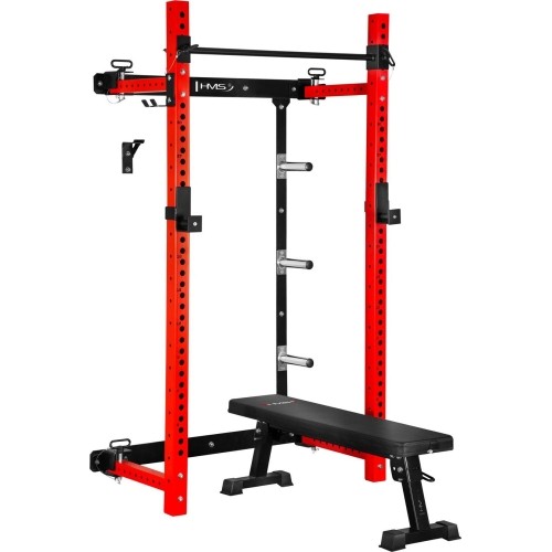 WISZĄCY REGAŁ SIŁOWY Z ŁAWKĄ KLT34 CZERWONY HMS FITNESS