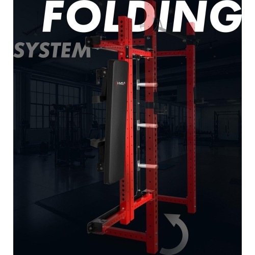 WISZĄCY REGAŁ SIŁOWY Z ŁAWKĄ KLT34 CZERWONY HMS FITNESS