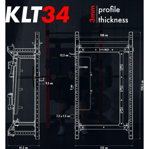 WISZĄCY REGAŁ SIŁOWY Z ŁAWKĄ KLT34 CZERWONY HMS FITNESS